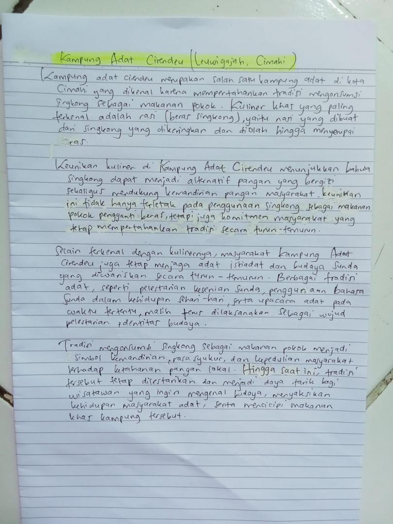 KONTEN TULIS (KULINER KAMPUNG ADAT CIRENDEU)       